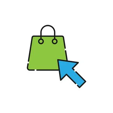 Shopping Bag with Arrow icon Vector Design. Shopping Bag icon with Arrow desi Stock-Illustration