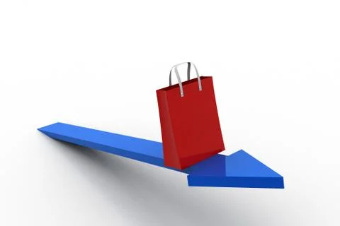 Shopping bag on the arrow Free Stock Illustration
