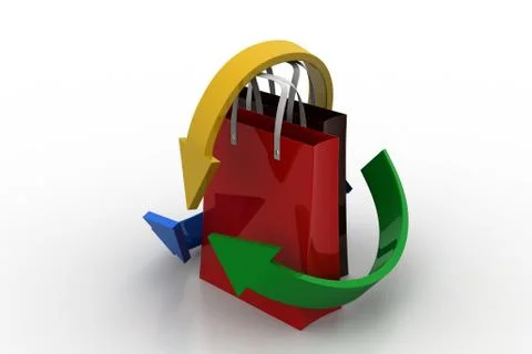Shopping bag with arrows Free Stock Illustration