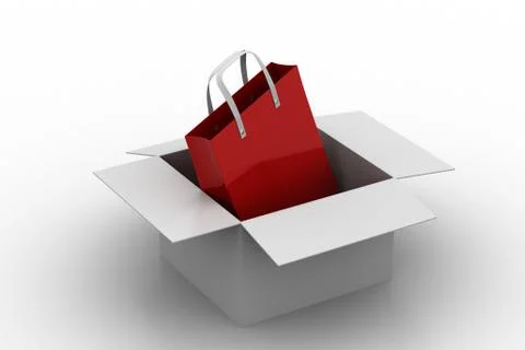Shopping bag in a box Free Stock Illustration