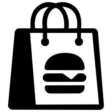 Shopping bag with burger vector icon Illustration