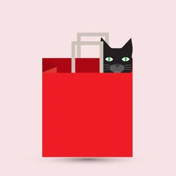 Shopping bag cat Stock Illustration
