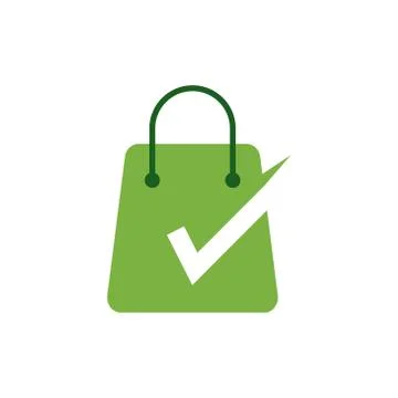 Shopping bag check mark vector design template illustration Иллюстрация