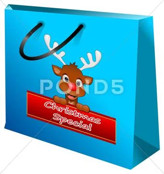 Shopping bag Christmas special with reindeer Stock Photos