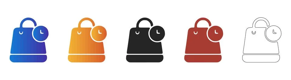 Shopping bag with clock icon for express order delivery Stock Illustration