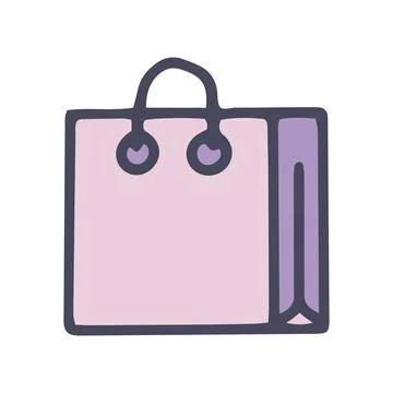 Shopping bag color vector doodle simple icon Stock Illustration