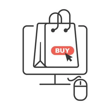 Shopping bag on computer screen Stock Illustration