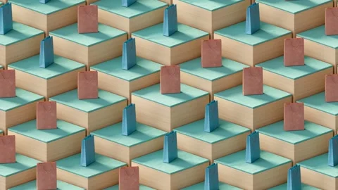 Shopping Bag On Cubes Abstract Background Looped 4K V2 Video stock 348531759