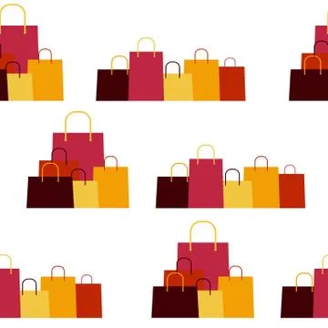 Shopping Bag Design Seamless Pattern Background. Vector Illustra Stock Illustration