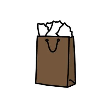 Shopping bag doodle icon, vector color illustration Stock Illustration