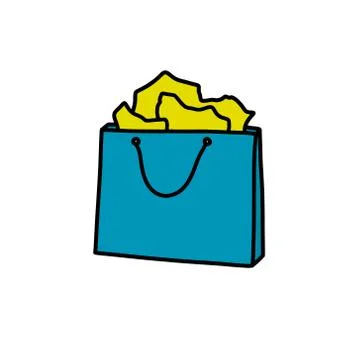 Shopping bag doodle icon, vector color illustration Stock Illustration