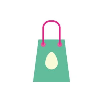 Shopping bag with easter egg painted flat style Stock Illustration