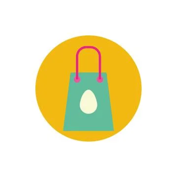 Shopping bag with easter egg painted block and flat style Stock Illustration