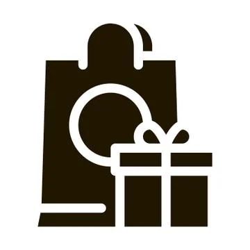 Shopping Bag with Gift Inside Icon Vector Glyph Illustration Stock Illustration