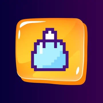 Shopping bag glossy ui button with pixelated color icon Stock Illustration