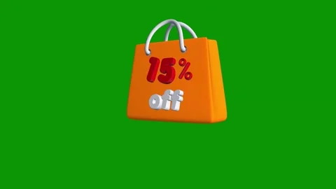 Shopping bag green background screen orange green screen animated chromakey Stock Footage 314063606