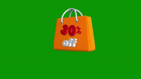 Shopping bag green background screen orange green screen animated chromakey Stock Footage 314063629