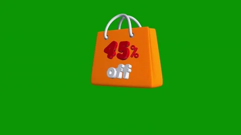 Shopping bag green background screen orange green screen animated chromakey Video stock 314063643