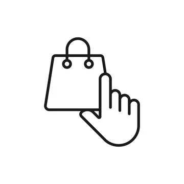 Shopping Bag with Hand icon Vector Design. Shopping Bag icon with Hand Gestur Stock Illustration