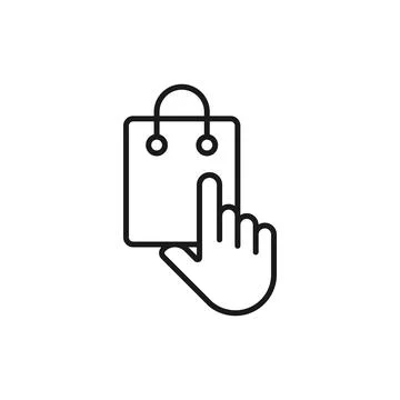 Shopping Bag with Hand icon Vector Design. Shopping Bag icon with Hand Gestur Stock Illustration