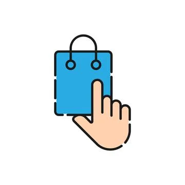 Shopping Bag with Hand icon Vector Design. Shopping Bag icon with Hand Gestur Ilustração Stock