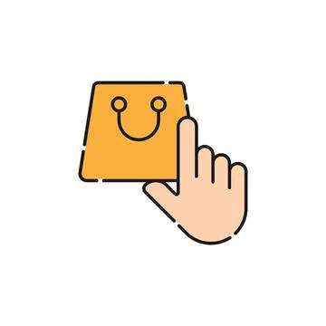 Shopping Bag with Hand icon Vector Design. Shopping Bag icon with Hand Gestur Иллюстрация