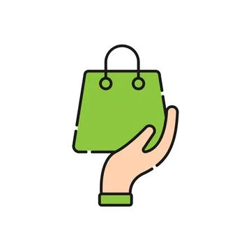 Shopping Bag with Hand icon Vector Design. Shopping Bag icon with Hand Gestur 스톡 일러스트