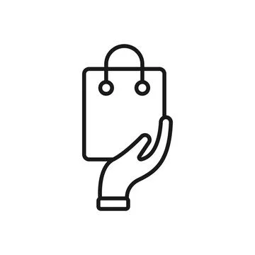 Shopping Bag with Hand icon Vector Design. Shopping Bag icon with Hand Gestur Stock Illustration