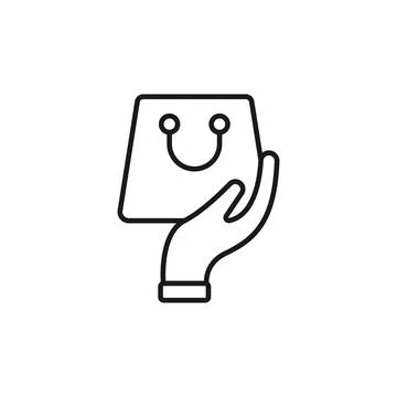 Shopping Bag with Hand icon Vector Design. Shopping Bag icon with Hand Gestur Stock Illustration