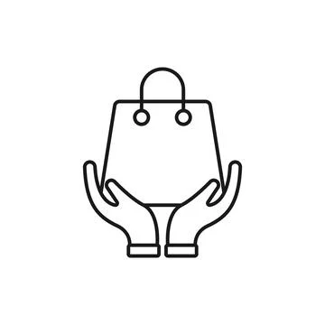 Shopping Bag with Hand icon Vector Design. Shopping Bag icon with Hand Gestur Stock-Illustration