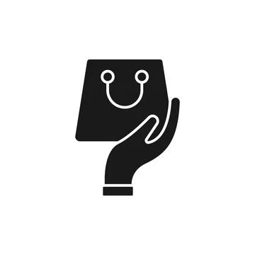 Shopping Bag with Hand icon Vector Design. Shopping Bag icon with Hand Gestur Stock-Illustration