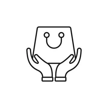 Shopping Bag with Hand icon Vector Design. Shopping Bag icon with Hand Gestur Stock Illustration
