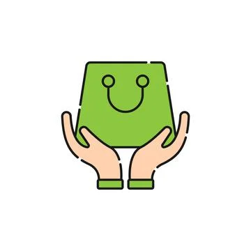 Shopping Bag with Hand icon Vector Design. Shopping Bag icon with Hand Gestur イラスト素材
