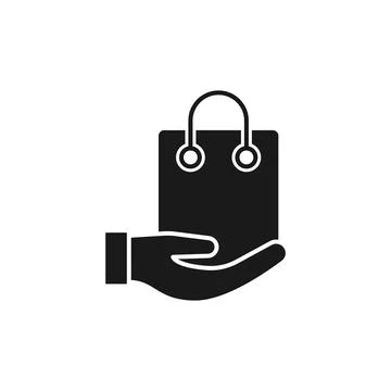 Shopping Bag with Hand icon Vector Design. Shopping Bag icon with Hand Gestur Иллюстрация