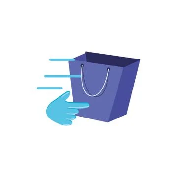 Shopping bag with hand pointer Stock Illustration