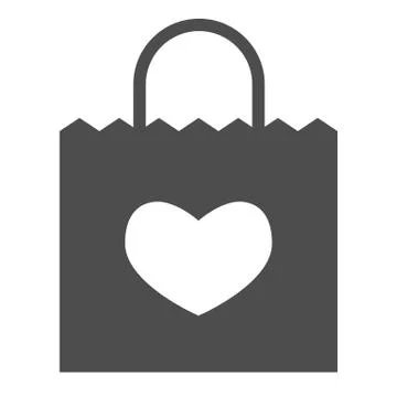 Shopping bag with heart solid icon, store concept, Bag for valentine day sign on Illustration