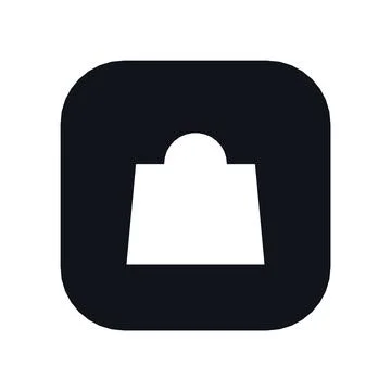 Shopping Bag Icon Black Rounded Square Button Business Finance Symbol Vector Stock Illustration