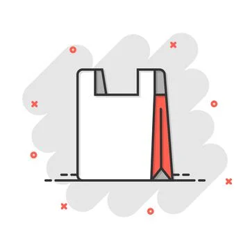 Shopping bag icon in comic style. Handbag cartoon sign vector illustration on Illustrazione stock