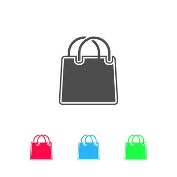 Shopping bag icon flat Stock Illustration