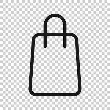 Shopping bag icon in flat style. Handbag sign vector illustration on white is Illustrazione stock