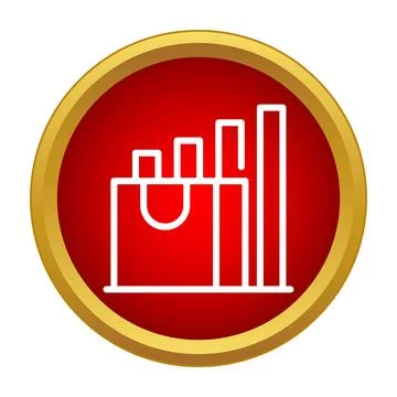 Shopping bag icon with increasing bar graph Stock Illustration