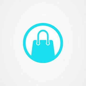 Shopping bag icon logo vector design for online shop Stock Illustration