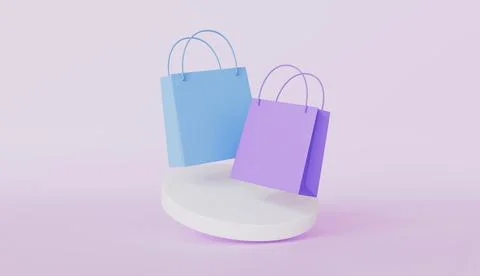 Shopping bag icon placed on a circle pedestal, Refer to shopping or product Stock Illustration