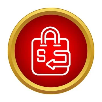 Shopping bag icon with return arrow red button Stock Illustration