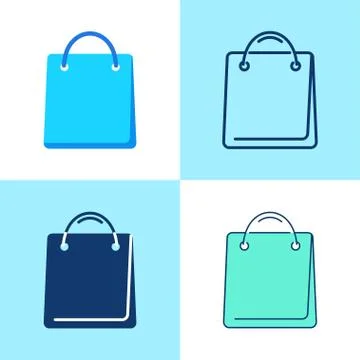 Shopping bag icon set in flat and line styles Stock Illustration