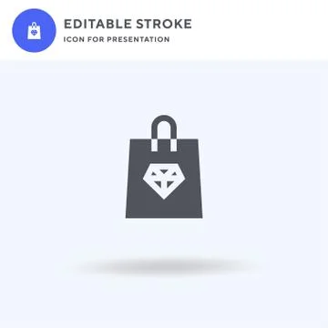 Shopping Bag icon vector, filled flat sign, solid pictogram isolated on white Stock Illustration