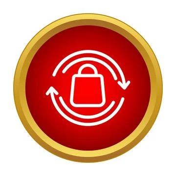 Shopping bag item return exchange arrows icon Stock Illustration