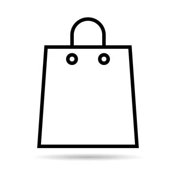 Shopping bag line shadow icon, supermarket paper plastic package sign, eco sh Stock Illustration