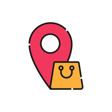 Shopping Bag with Location icon Vector Design. Shopping Bag icon with Locatio イラスト素材