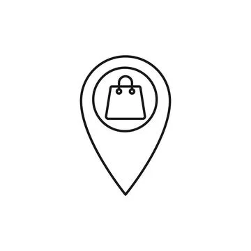 Shopping Bag with Location icon Vector Design. Shopping Bag icon with Locatio Stock-Illustration